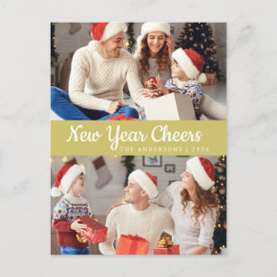 Elegante minimale gelukkige nieuwjaarsfamiliefoto feestdagenkaart