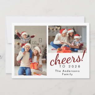 Elegante minimale gelukkige nieuwjaarsfamiliefoto feestdagenkaart