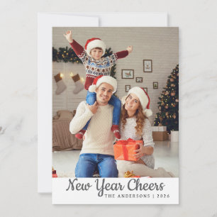 Elegante minimale gelukkige nieuwjaarsfamiliefoto feestdagenkaart