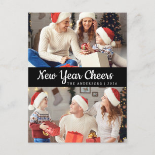Elegante minimale gelukkige nieuwjaarsfamiliefoto feestdagenkaart