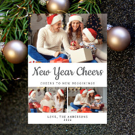 Elegante minimale gelukkige nieuwjaarsfamiliefoto feestdagenkaart