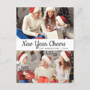 Elegante minimale gelukkige nieuwjaarsfamiliefoto feestdagenkaart