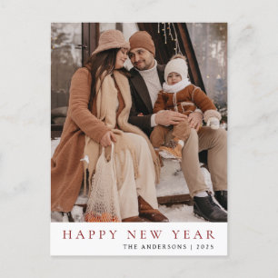 Elegante minimale gelukkige nieuwjaarsfamiliefoto feestdagenkaart