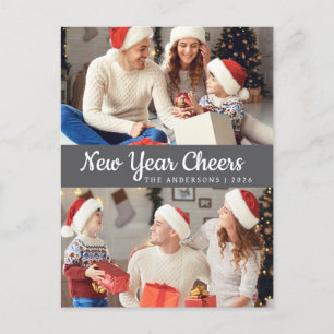 Elegante minimale gelukkige nieuwjaarsfamiliefoto feestdagenkaart
