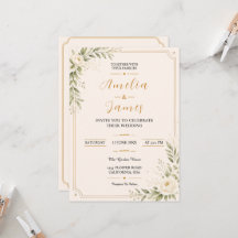 Elegante minimale gouden bloemen bruiloftsinvitati