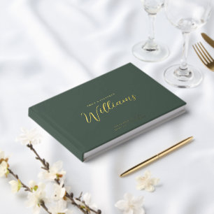 Elegante minimale gouden folie salie groene bruilo gastenboek