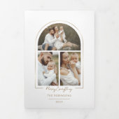 Elegante minimale gouden lijn boog 3-foto drieluik kaart (Cover)