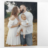 Elegante minimale gouden lijn boog 3-foto drieluik kaart (Binnenzijde eerst)