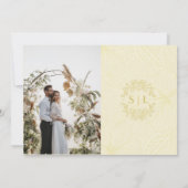 Elegante minimale gouden omtrek bloemen bruiloft save the date (Achterkant)