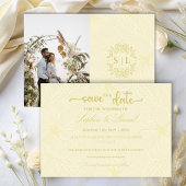 Elegante minimale gouden omtrek bloemen bruiloft save the date