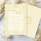 Elegante minimale gouden omtrek bloemenbruiloft save the date