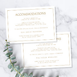 Elegante minimale grens gouden bruiloft accommodat informatiekaartje