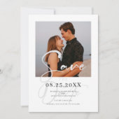 Elegante minimale grijze trouwfoto Sla de datum op Save The Date (Voorkant)