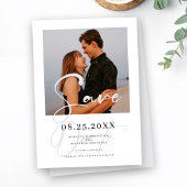 Elegante minimale grijze trouwfoto Sla de datum op Save The Date
