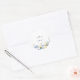 Elegante minimale grillige Wildflower bruiloft Ronde Sticker