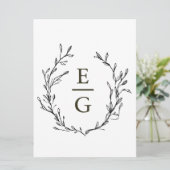 Elegante minimale groen bruiloft monogram kaart (Staand voorkant)