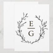 Elegante minimale groen bruiloft monogram kaart (Voorkant / Achterkant)