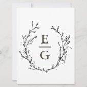 Elegante minimale groen bruiloft monogram kaart (Voorkant)