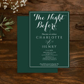 Elegante minimale groene bruiloft de avond ervoor kaart