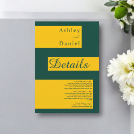 Elegante minimale groene en gouden moderne chique  informatiekaartje