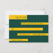 Elegante minimale groene en gouden moderne chique RSVP kaartje (Voorkant)
