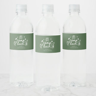 Elegante Minimale Groene Kamp Bachelorette Weekend Waterfles Etiket