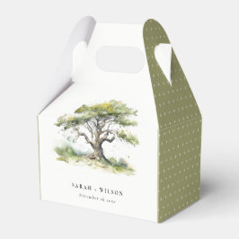 Elegante minimale groene Waterverf eikenboom bruil Bedankdoosjes