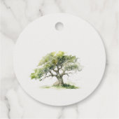 Elegante minimale groene Waterverf eikenboom bruil Bedankjes Labels (Achterkant)