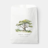 Elegante minimale groene Waterverf eikenboom bruil Bedankzakje (Voorkant)