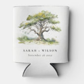 Elegante minimale groene Waterverf eikenboom bruil Blikjeskoeler (Voorkant)