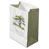 Elegante minimale groene Waterverf eikenboom bruil Medium Cadeauzakje (Voorkant Gekanteld)