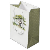 Elegante minimale groene Waterverf eikenboom bruil Medium Cadeauzakje (Achterkant Gekanteld)