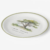 Elegante minimale groene Waterverf eikenboom bruil Papieren Bordje (Gekanteld)