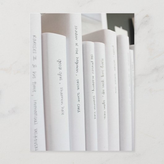elegante minimale hardcovers met witte literaire briefkaart (Voorkant)