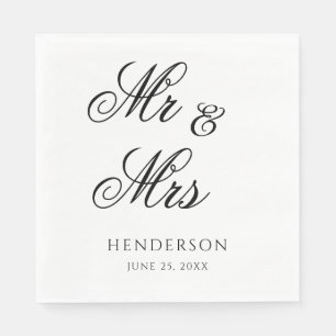 Elegante minimale heer en mevrouw bruiloft servett servet