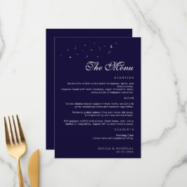 Elegante minimale hemelse Midnight Blue bruiloft Menu