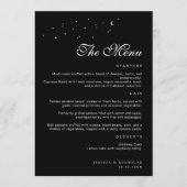 Elegante minimale hemelse zwart-wit bruiloft menu (Voorkant)
