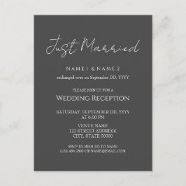 Elegante minimale huwelijksreceptie Eloped Briefkaart
