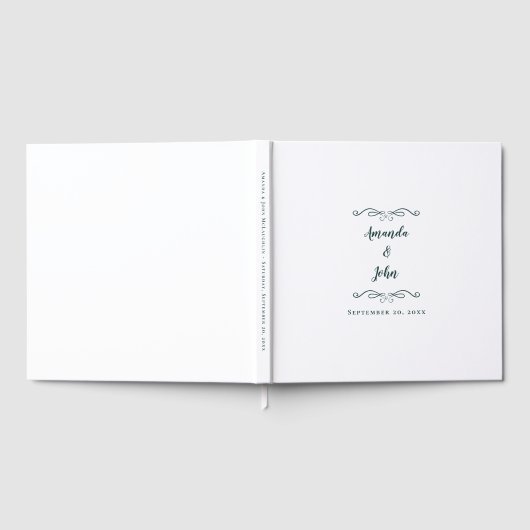 Elegante minimale kalligrafie bruiloft smaragd gro gastenboek (Volledig)