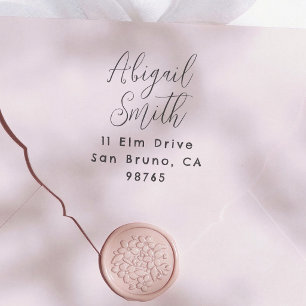 Elegante Minimale Kalligrafie Naam & Retouradres Rubberstempel