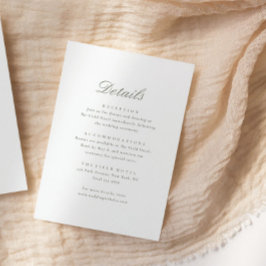 Elegante minimale kalligrafie script details bruil informatiekaartje