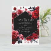 Elegante minimale karmozijnrode bruiloft save the date (Staand voorkant)