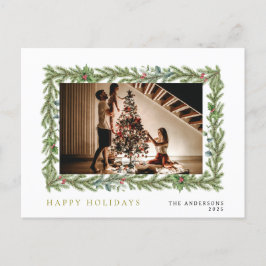 Elegante minimale kerst | Modern familieportret Feestdagenkaart