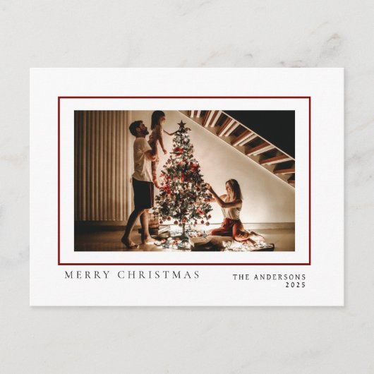 Elegante minimale kerst | Modern familieportret Feestdagenkaart (Voorkant)