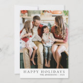 Elegante minimale kerst | Moderne familie 1 foto Feestdagenkaart (Voorkant)