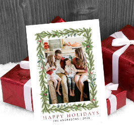 Elegante minimale kerst | Moderne familie 1 foto Feestdagenkaart