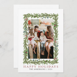 Elegante minimale kerst | Moderne familie 1 foto Feestdagenkaart