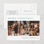 Elegante minimale kerst | Moderne familie 3 foto Feestdagenkaart (Voorkant / Achterkant)