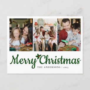 Elegante minimale kerst Moderne familie 3 foto Feestdagenkaart