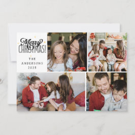 Elegante Minimale Kerst | Moderne Familie 4 Foto  Feestdagenkaart